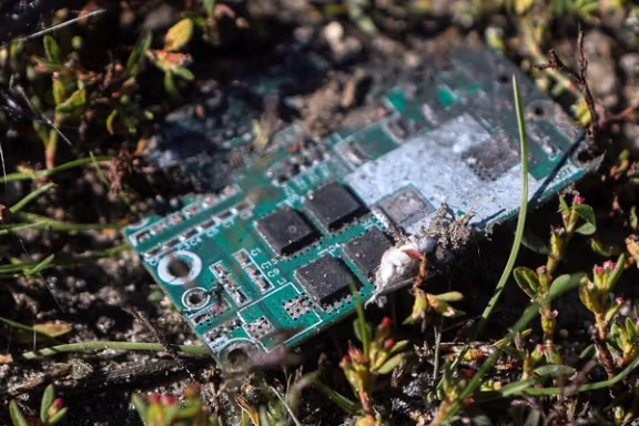 An electronic piece from an Iranian drone shut down in Ukraine in October