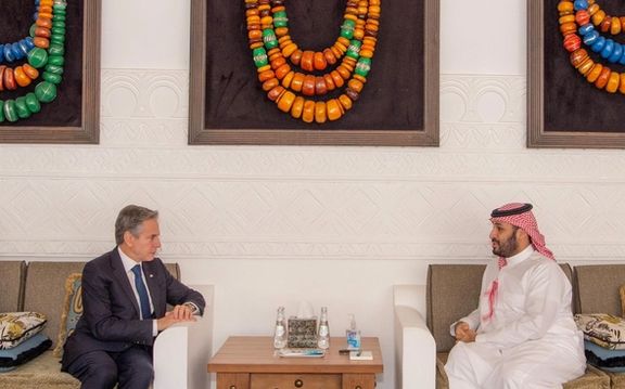 US Secretary of State Antony Blinken meets with Saudi Crown Prince Mohammed Bin Salman in Riyadh, Saudi Arabia, October 15, 2023.