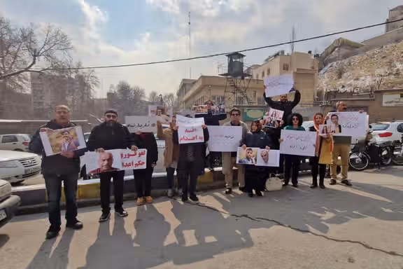 A protest outside Evin Prison in Tehran, Iran, on Tuesday, February 11, 2025.