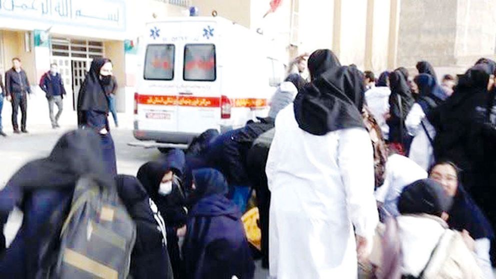 A scene outside a girls' school in Iran on March 3, 2023