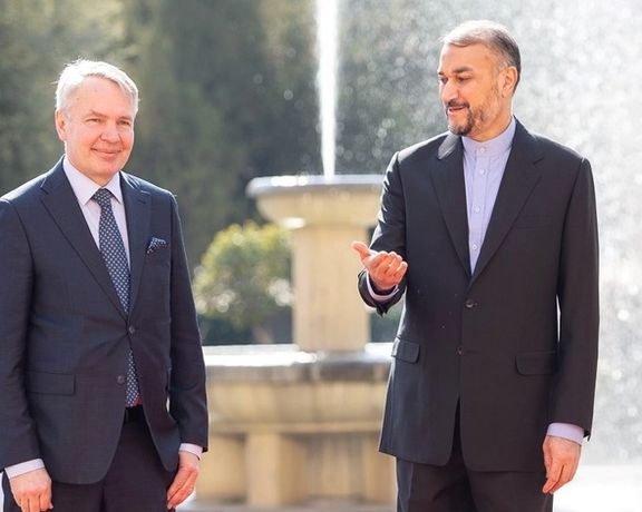 Iran's foreign minister Amri-Abdollahian with his Finnish counterpart in Tehran. February 7, 2022