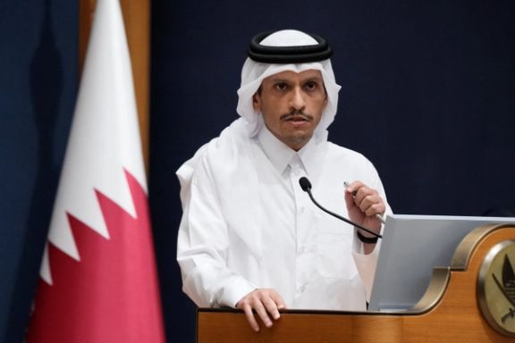 Qatar's PM Mohammed bin Abdulrahman Al Thani makes statements to the media with US Secretary of State Antony Blinken in Qatar, October 13, 2023.