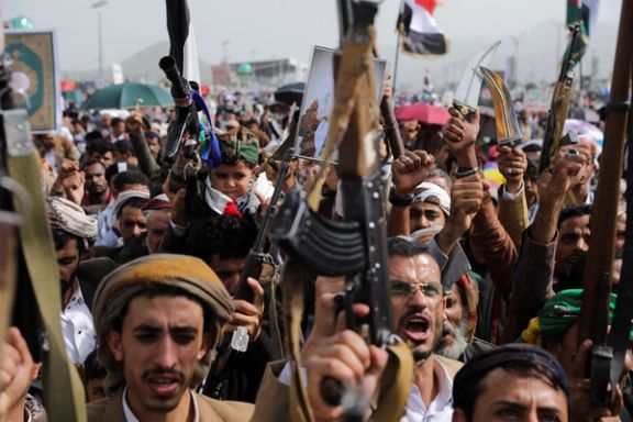 تظاهرات حوثیهای یمن، از گروههای نیابتی جمهوری اسلامی، در حمایت از فلسطین، صنعا، ۹ شهریور