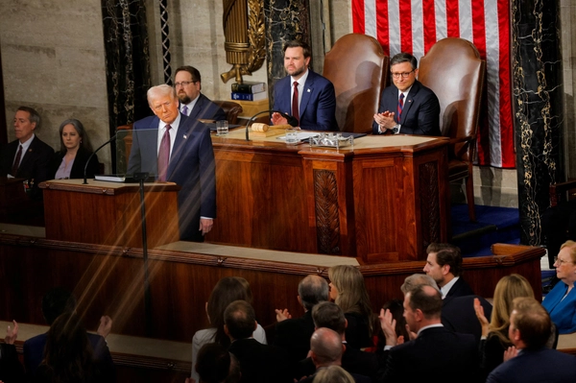 US President Donald Trump attends a joint session of Congress at the US Capitol in Washington, DC, March 4, 2025.