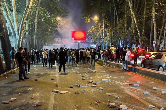 Protesters controlling streets in the capital Tehran on Saturday, Sept. 24, 2022