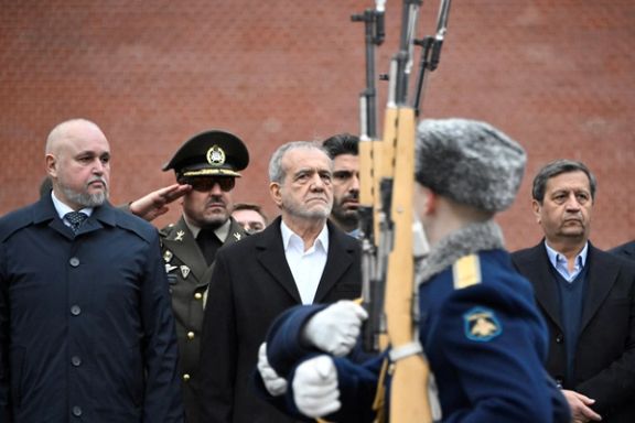 Iran's President Masoud Pezeshkian attends a wreath-laying ceremony at the Tomb of the Unknown Soldier by the Kremlin Wall in Moscow, Russia on January 17, 2025.