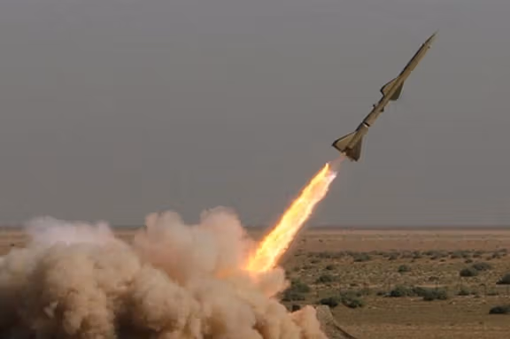An Iranian Ghadr missile being fired during tests. Undated