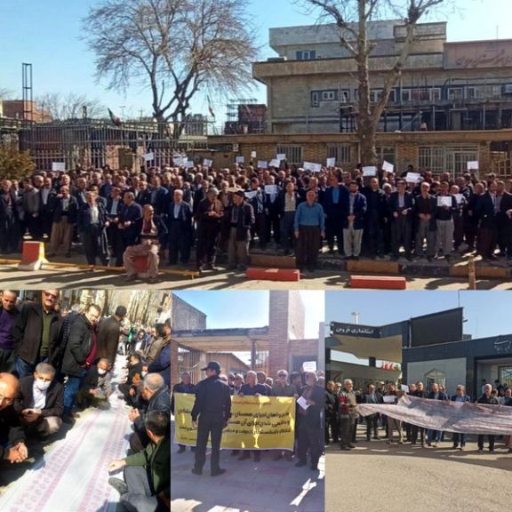 A combo photo of striking workers in Iran