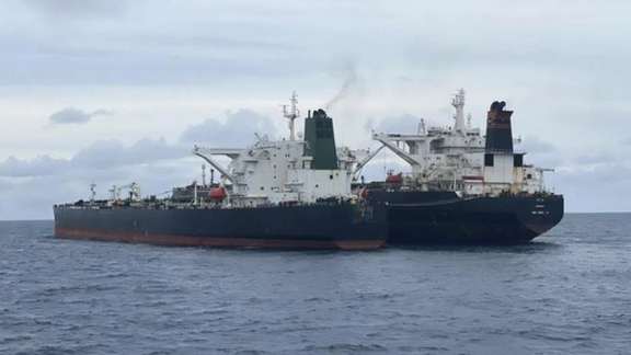 Ship to ship oil transfers is used by Iran to hide the origin of most of its oil sent to China