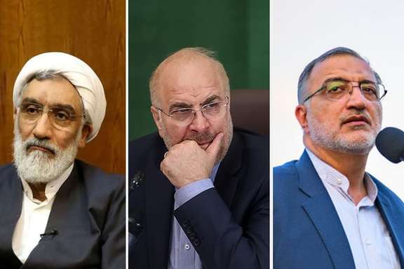Presidential candidates from left to right: Mostafa Pourmohammadi, Mohammad Bagher Ghalibaf, Alireza Zakani