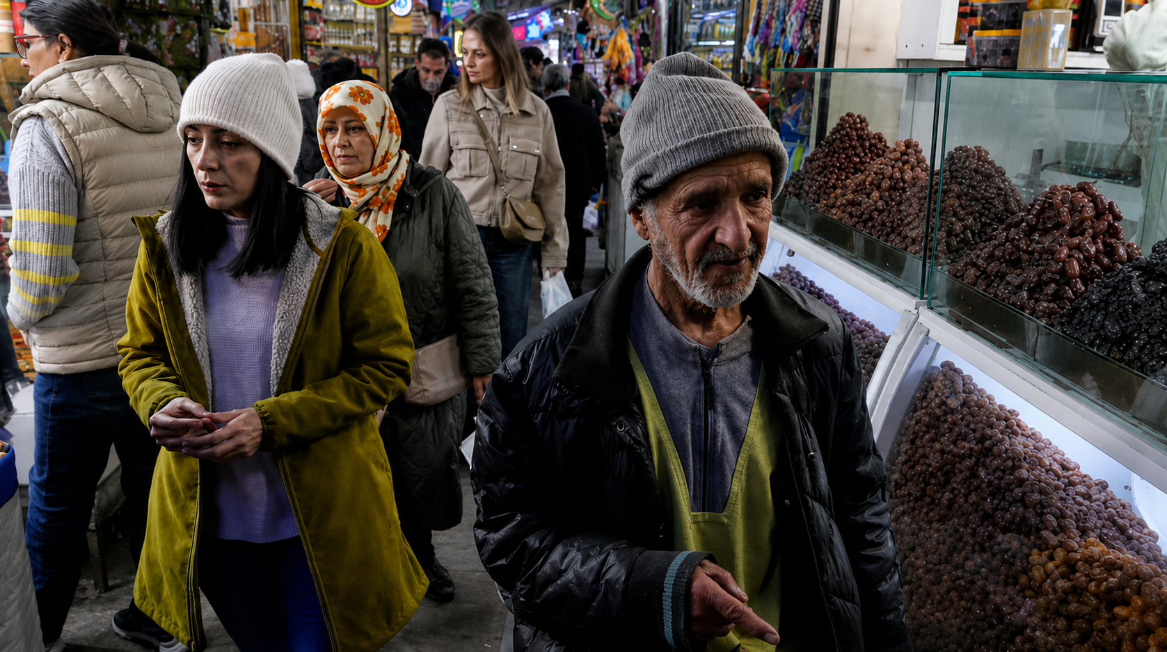 File photo of people walking through a traditional market in Iran.