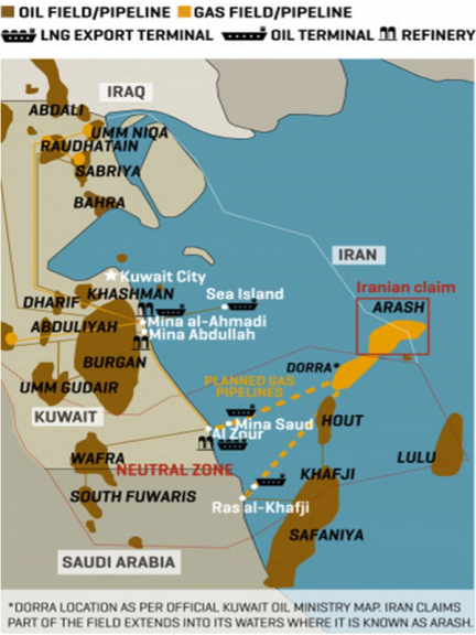 A map of the field published in Iranian media