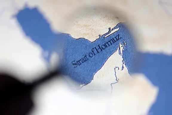 A map showing the Strait of Hormuz is seen in this illustration taken June 22, 2025.