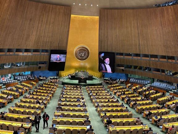 سالن خالی مجمع عمومی سازمان ملل در مراسم یادبود رئیسی