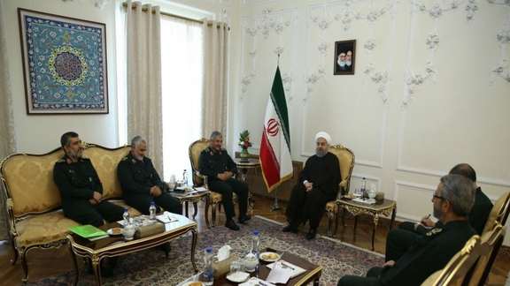 President Hassan Rouhani meeting IRGC top brass on July 24, 2017