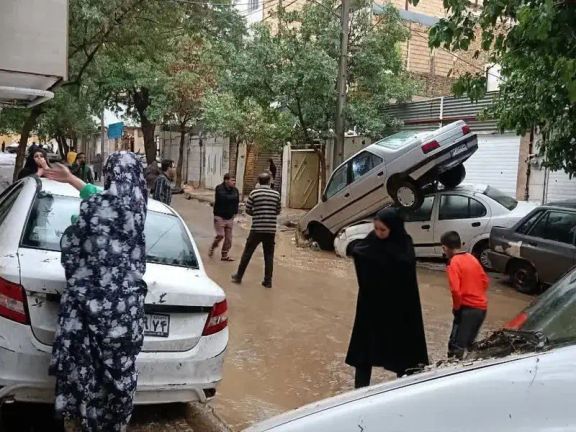 Vehicles swept away by powerful currents in northeastern city of Mashhad
