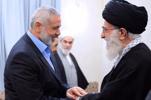 Hamas Political Bureau Chief Ismail Haniyeh and Islamic Republic’s Supreme Leader Ali Khamenei in Tehran