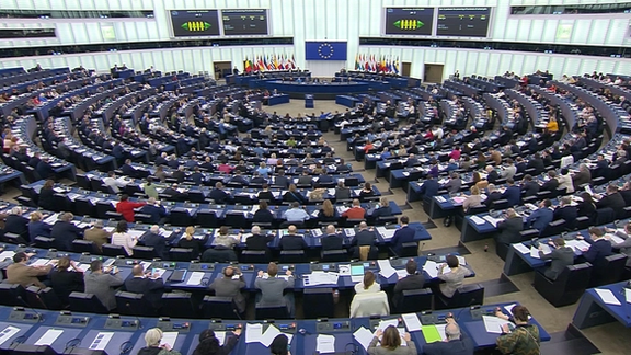 The European parliament in session on March 16, 2023