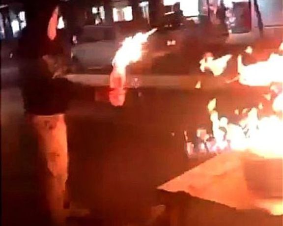 Young protesters marking Iran's ancient fire festival on Monday