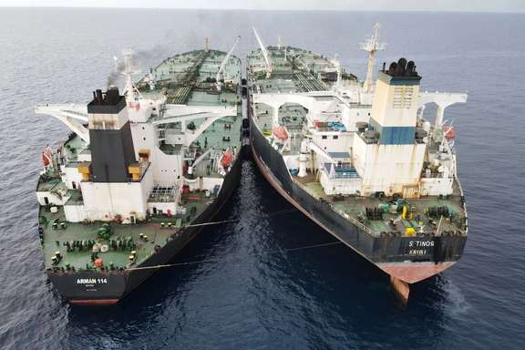 Ship-to-Ship transfer of illicit oil exports to hide origin. July 2023