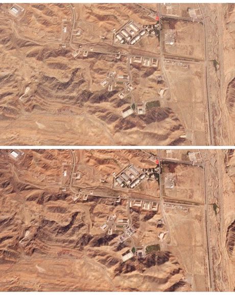 A combination of satellite images shows Parchin rocket motor casting facility near Teheran, Iran October 24, 2024, and the same facility on October 26, 2024, in an aftermath what an American researcher said was an Israeli airstrike hitting a building that was part of Iran's defunct nuclear weapons development program.