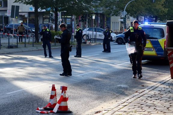 Police secures evidence after two molotov cocktails were thrown at a synagogue overnight in Berlin, Germany, October 18, 2023.