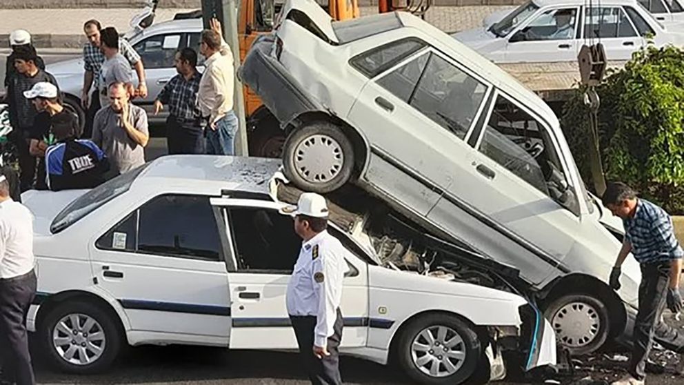 Iranian-made cars in a Nowruz traffic accident