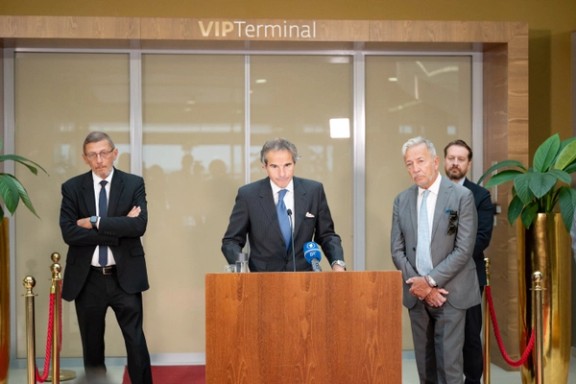 International Atomic Energy Agency (IAEA) Director General Rafael Grossi attends a press conference upon his arrival from Iran at Vienna International Airport in Schwechat, Austria, May 7, 2024.