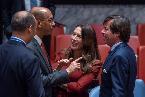 French, Maltese, US and UK diplomats talk before the UN Security Council meeting on April 2, 2024.