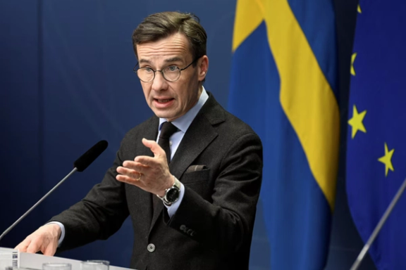 Swedish Prime Minister Ulf Kristersson speaks during a news conference in Stockholm, Sweden January 16, 2023