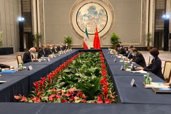 Iranian delegation led by foreign minister Hossein Amir-Abdollahian (L), meeting with Chinese counterparts. January 14, 2022