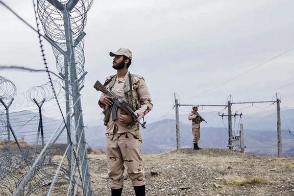 File photo of an Iranian border guard standing watch.