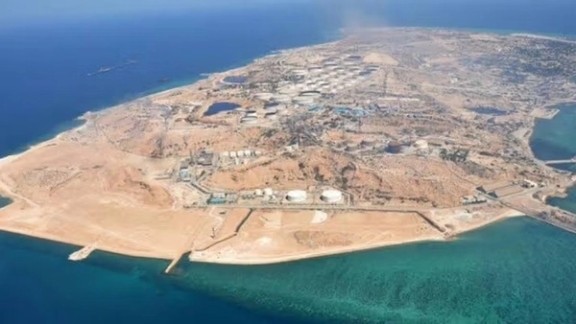 An aerial view of Abu Musa island in the Persian Gulf