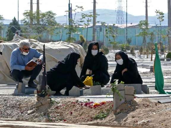 A COVID burial in Iran, where up to 300,000 may have died.
