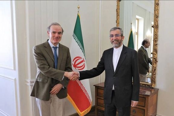Enrique Mora and Iran chief negotiator Ali Bagheri-Kani meeting in Tehran on March 27, 2022
