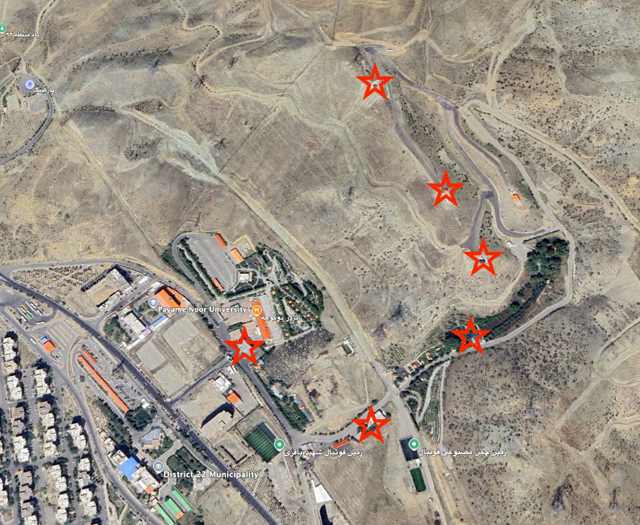 محل انفجارهای احتمالی در اطراف تالار دوکوهه 