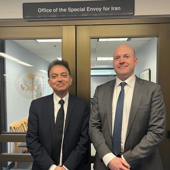 Abram Paley (L) and UN Special Rapporteur for Iran Javaid Rehman. April 5, 2024