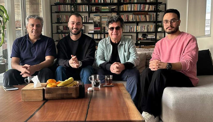 Filmmakers Mohammad Rasoulof (left), Jafar Panahi (right) and rapper Toomaj Salehi in Tehran on November 24, 2023