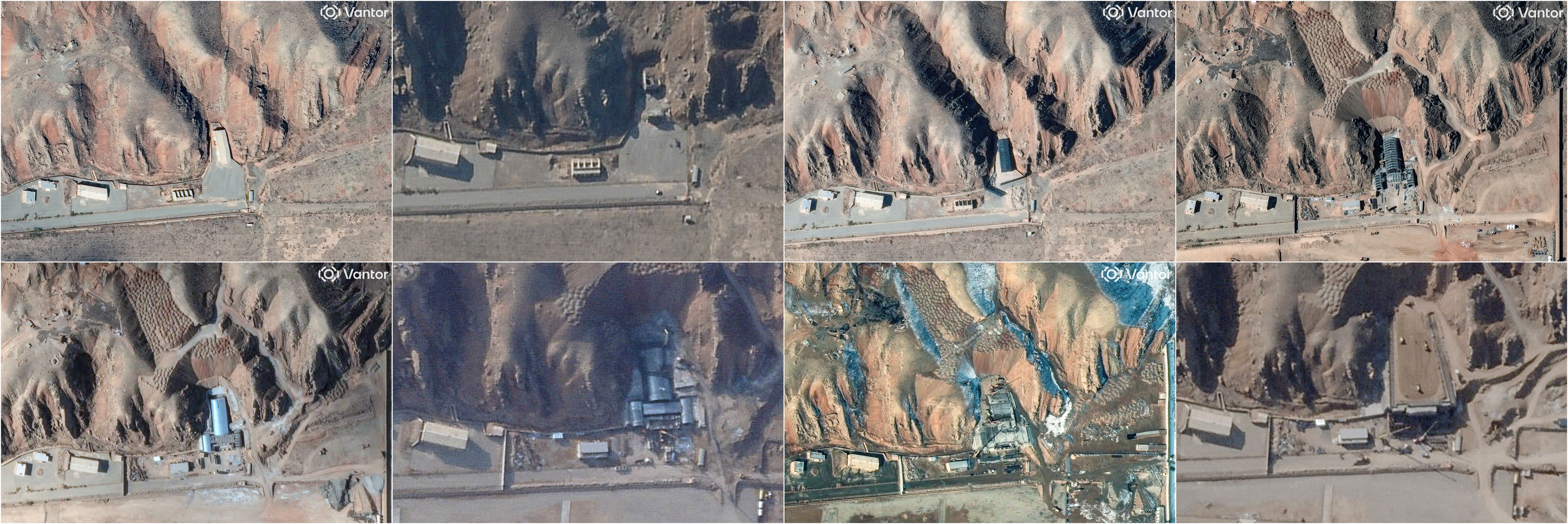 Satellite images trace damage and reconstruction at Iran’s Parchin military complex from October 2024 through February 2026, including strike impact, rebuilding work and the site being covered in concrete. 2026 Planet Labs PBC and Vantor/Handout via REUTERS.