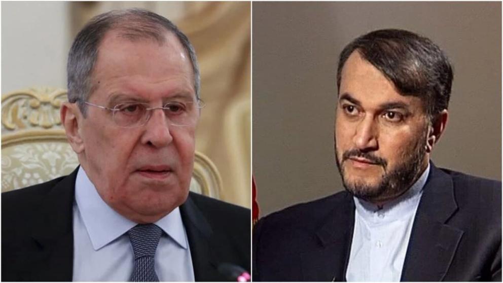 Russian foreign minister Sergei Lavrov (L) and his Iranian counterpart Hossein Amir-Abdollahian