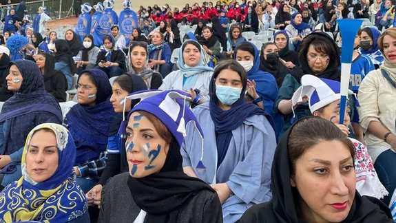 A group of women allowed into football stadium on August 26, 2022