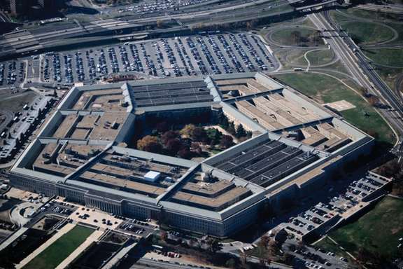 An aerial view of the Pentagon, the headquarters building of the United States Department of Defense