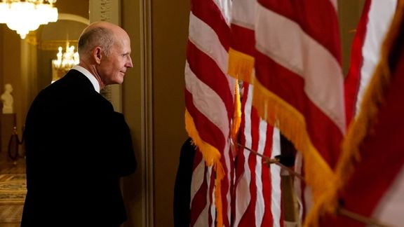 Senator Rick Scott (R-FL) arrives to speak to reporters with GOP leadership following the Senate Republicans weekly policy lunch at the US Capitol in Washington, September 7, 2022.