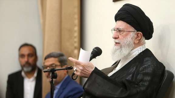 Iran's Supreme Leader meeting members of the International Congress of Martyrs of Resistance and Defenders of the Shrine, June 29, 2024.