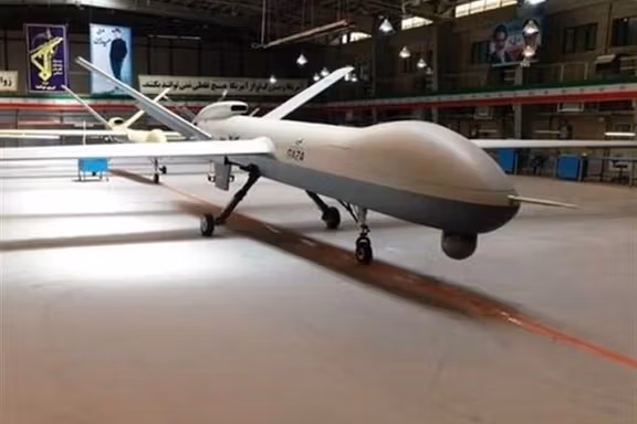 An IRGC drone displayed in a secret underground base