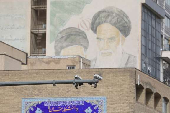 A CCTV camera is seen in a street in Tehran, Iran, April 9, 2023.