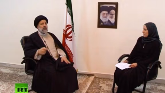 Catherine Perez-Shakdam (right) during a meeting with former president Ebrahim Raisi