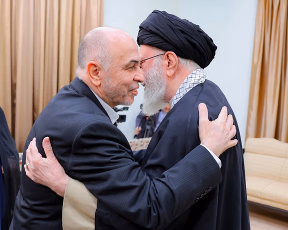 Supreme Leader Ali Khamenei receives Hamas officials in Tehran, 8 February 2025.