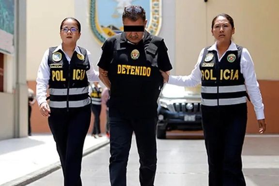 Majid Azizi, an alleged member of Iran's Quds Force in the custody of Peruvian police. March 2024