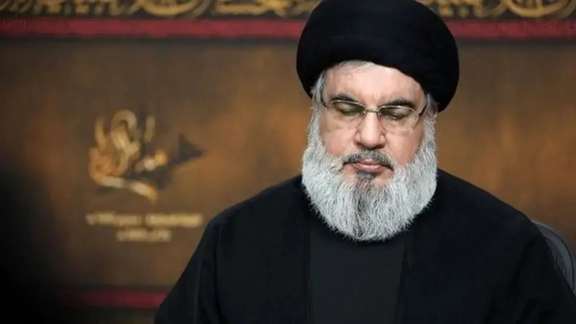 Hezbollah leader Hassan Nasrallah who was killed by Israel on September 27, 2024 in Beirut